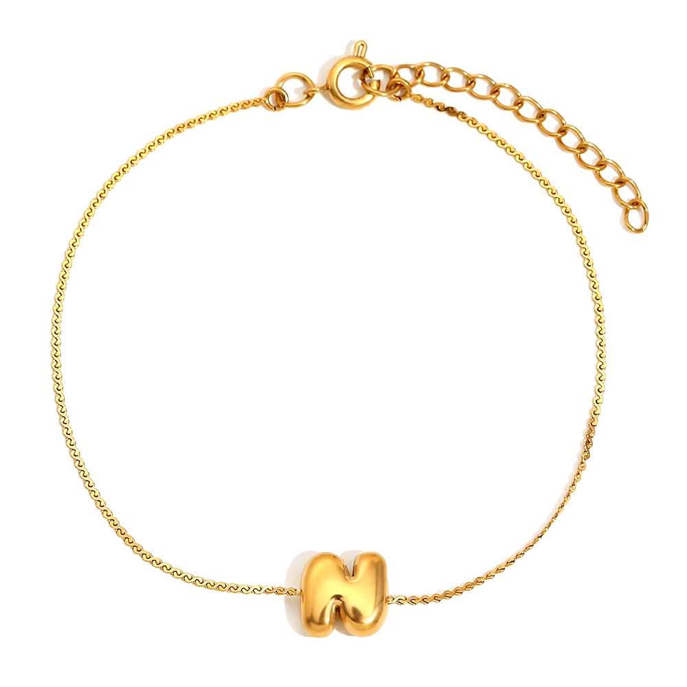 Dainty Personalized Letter Charm Bangle