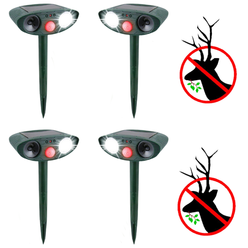 Effective Solar Deer Repellent - 4 Pack Outdoor Defender - Luxicro