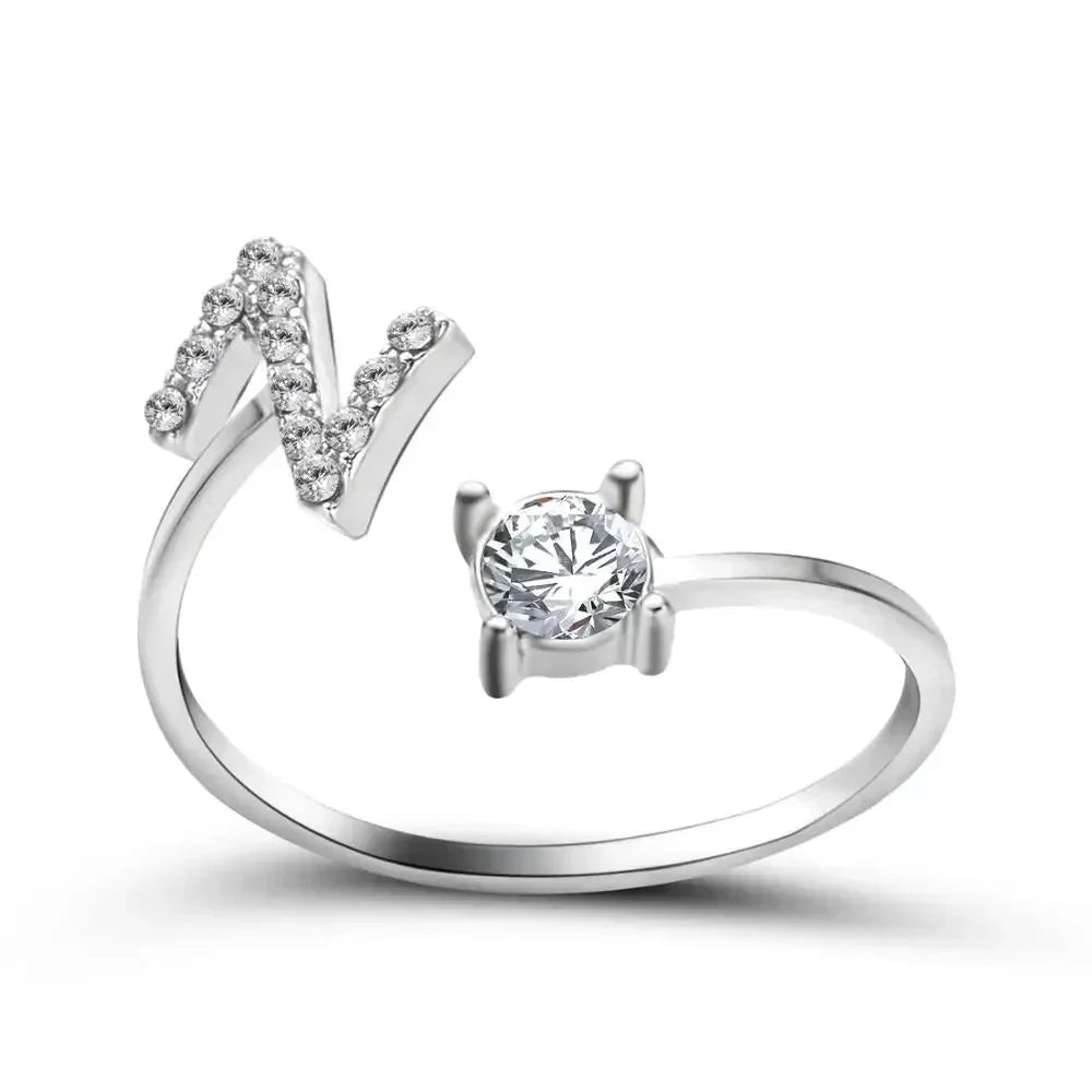 Custom Engraved Dainty Initial Diamond Ring