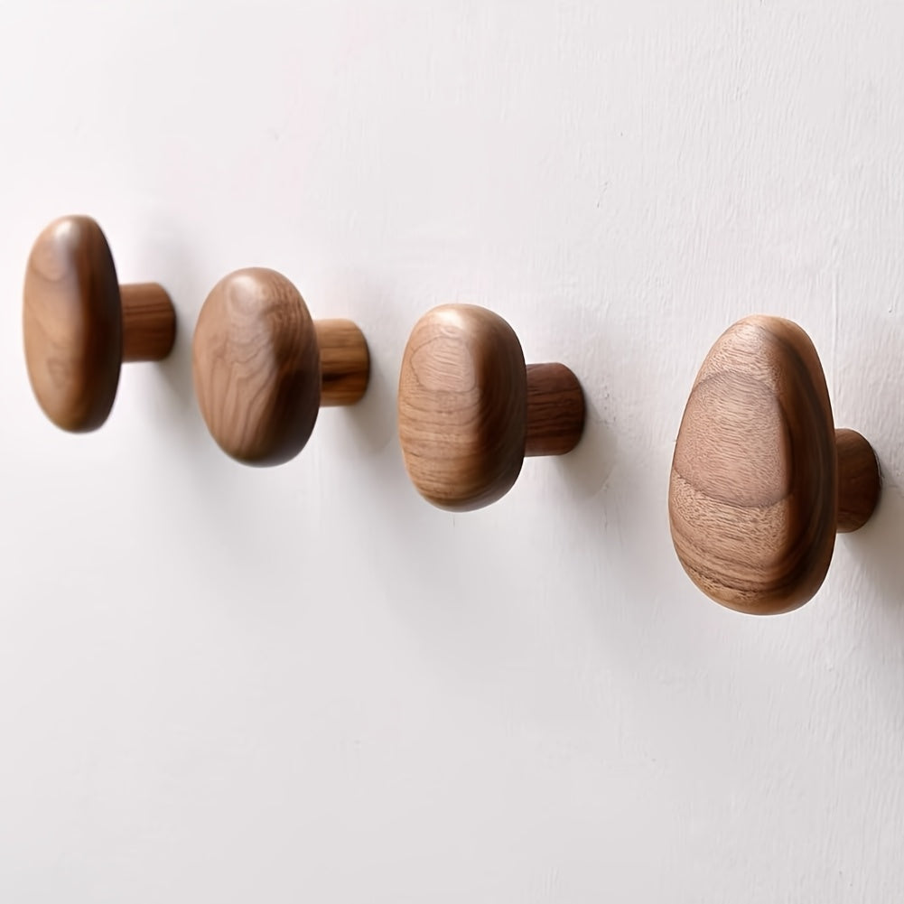 Traditional Wood Wall Hooks - Brown Wooden Coat Rack