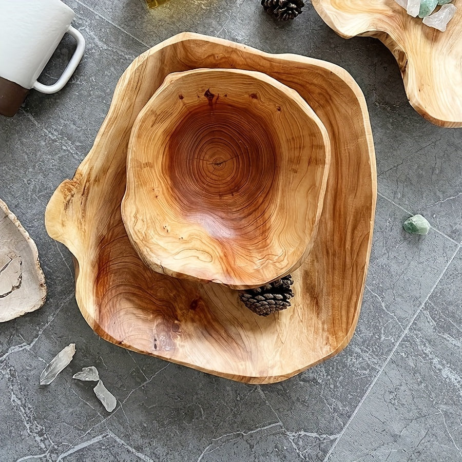 Country Wooden Serving Bowl - Large Dining Table Centerpiece - Luxicro