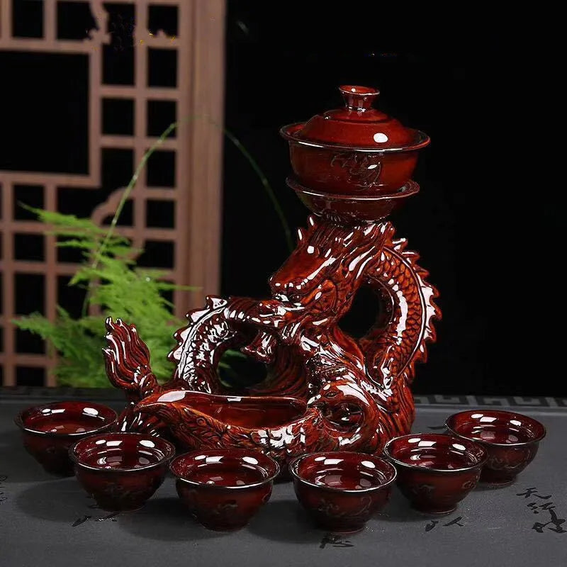 Traditional Asian Dragon Ceramic Tea Set