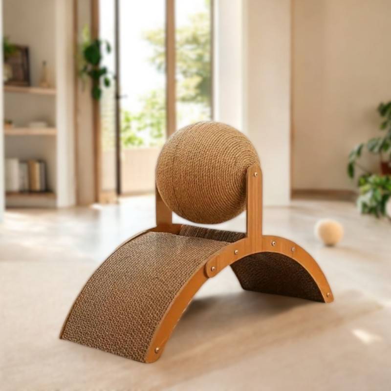 Sturdy Cat Scratcher with Rope Toy - Luxicro