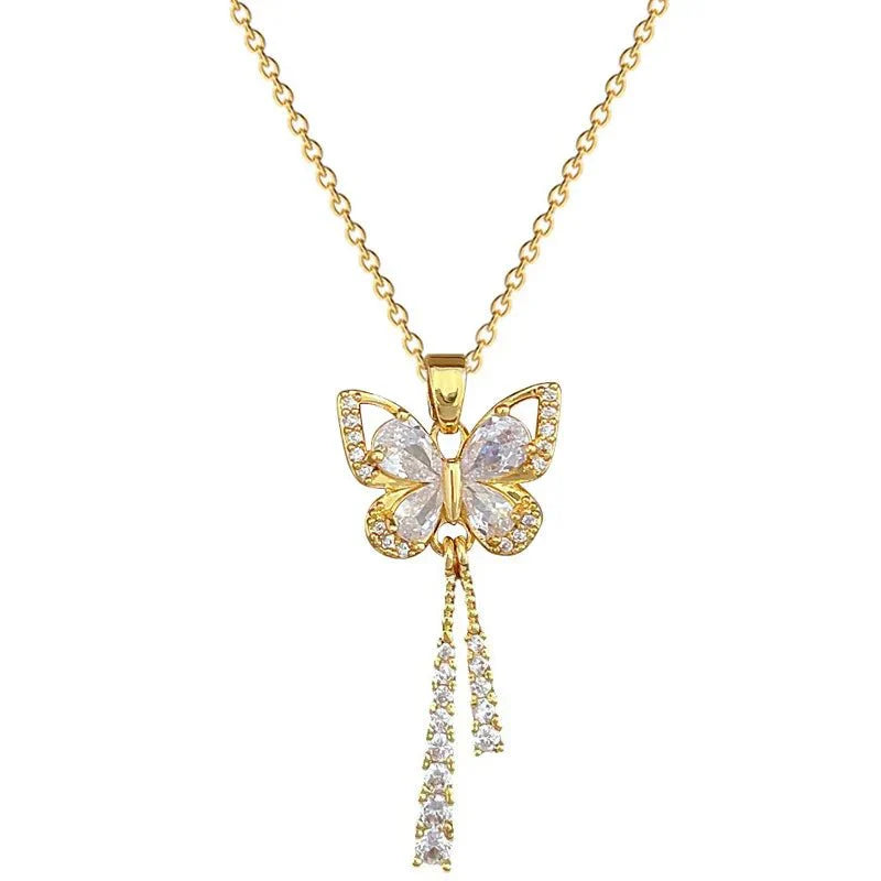 Shiny Floral Diamond Drop Necklace