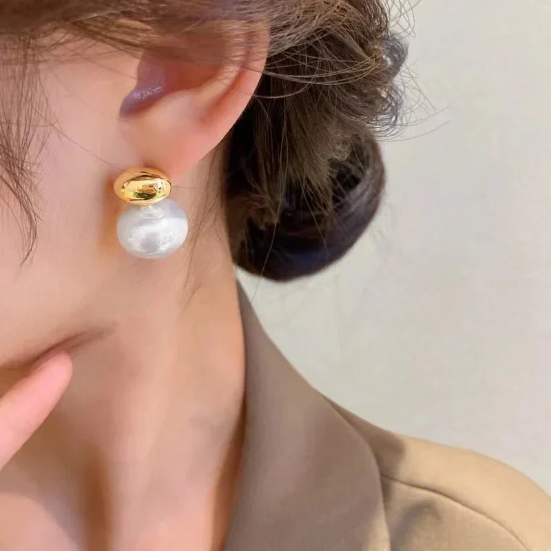 Luxurious White Pearl Dangle Earrings - Luxicro