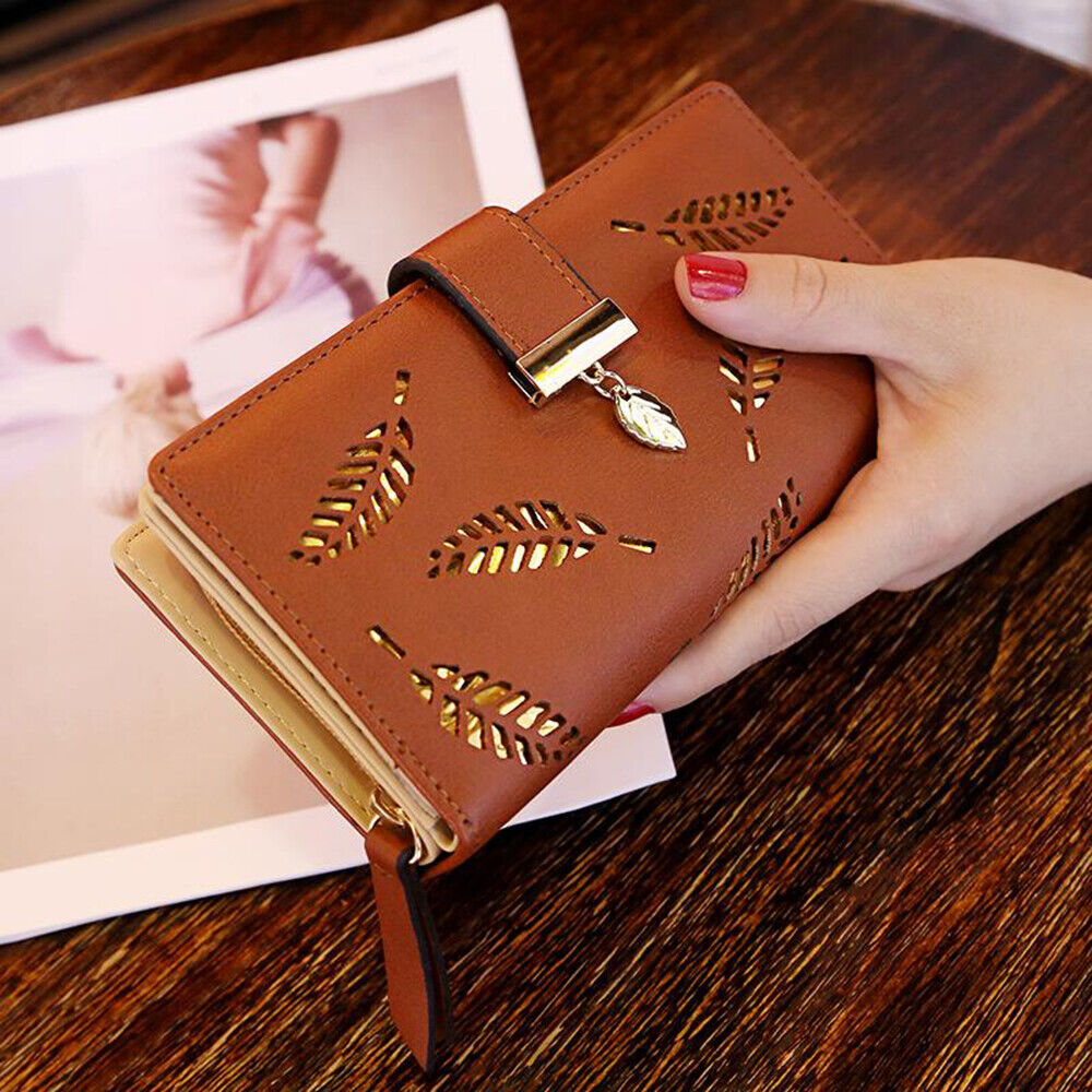 Premium Leather Wallet with Leaf Accent