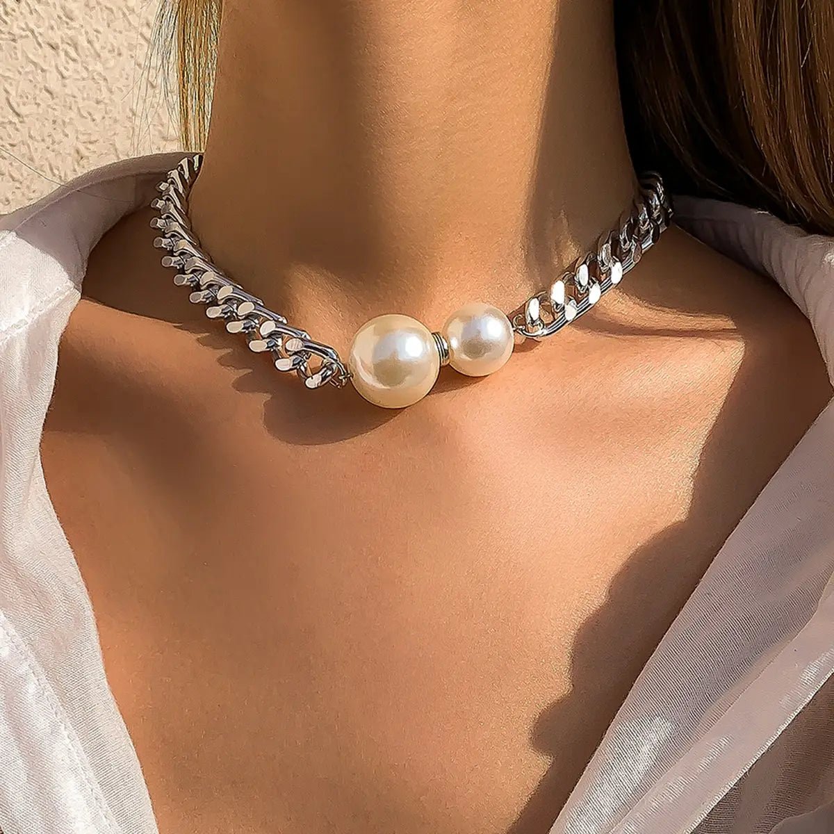 Affordable Faux Pearl Pendant Chain Necklace