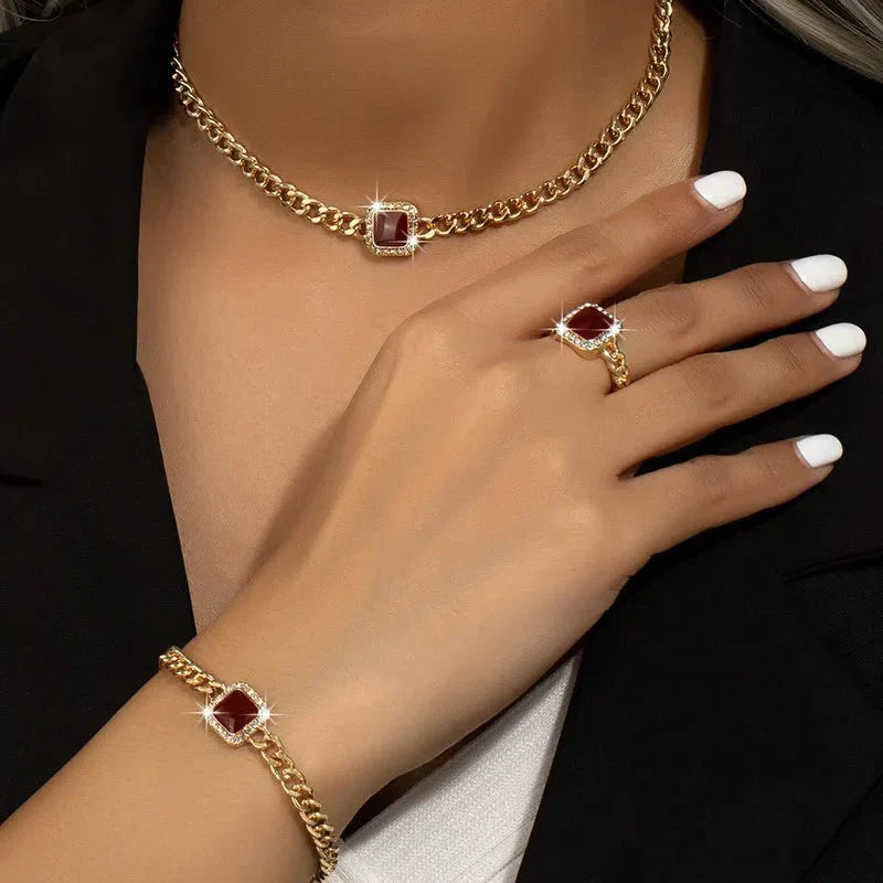 Premium Diamond Link Necklace Set