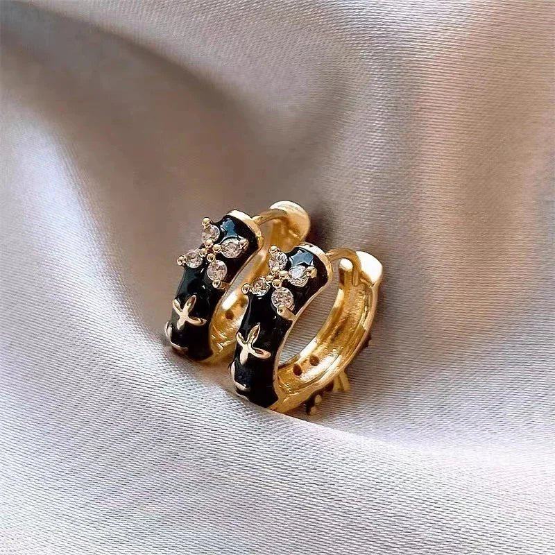 Dainty Rose Gold Drop Huggie Earrings - Luxicro