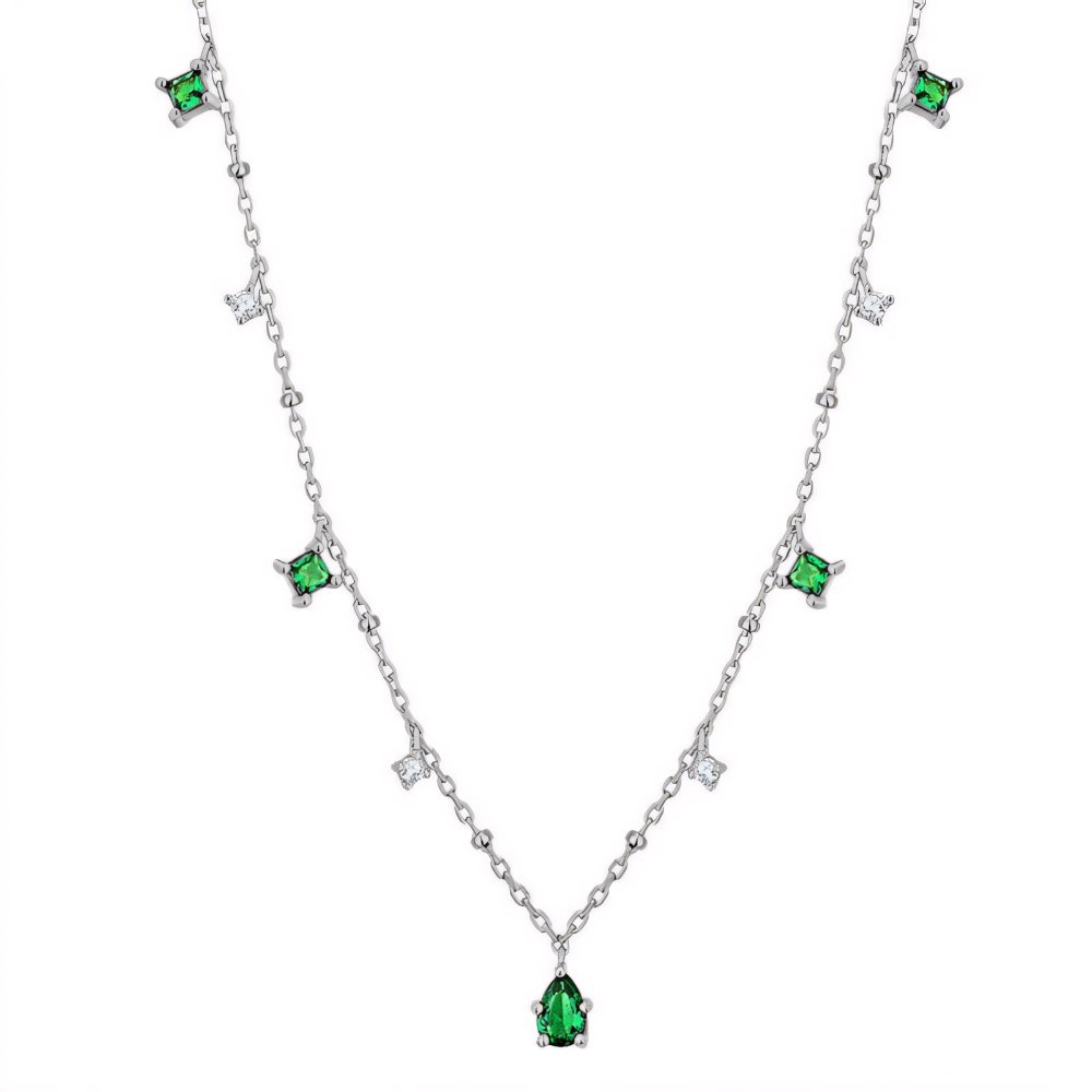 Dainty Emerald Gemstone Chain Necklace