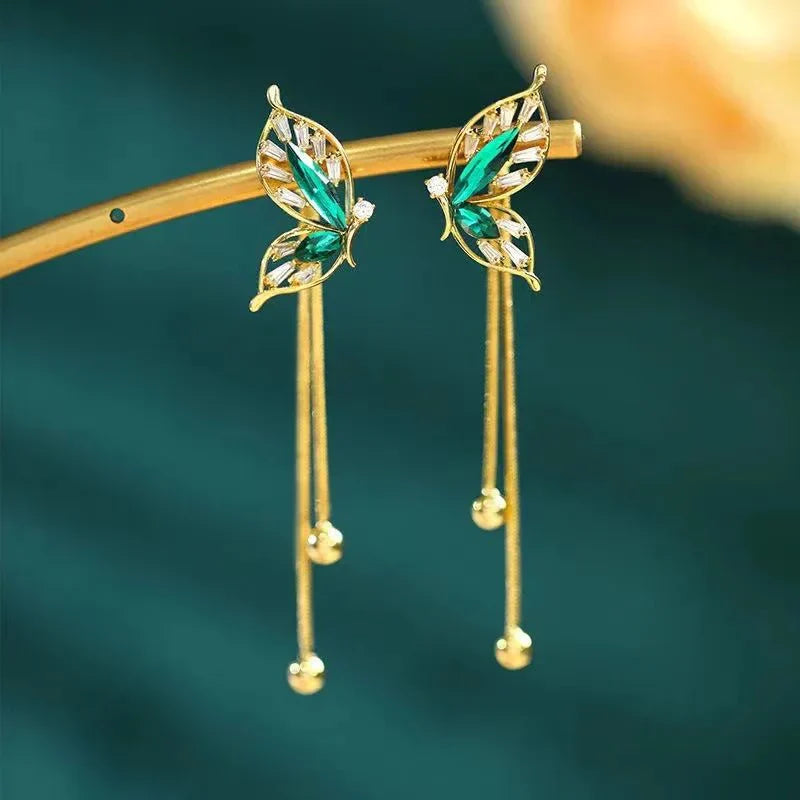 Dainty Emerald Teardrop Earrings
