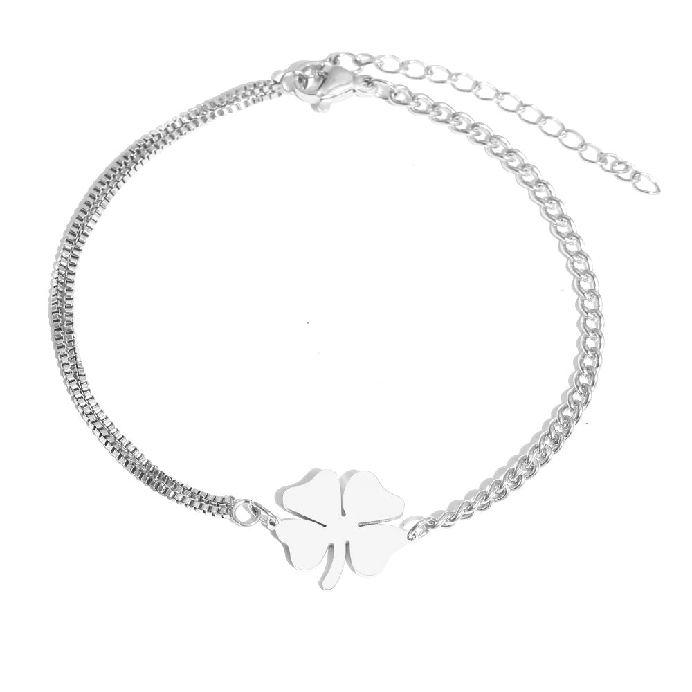 Dainty Four Leaf Clover Chain Link Bracelet