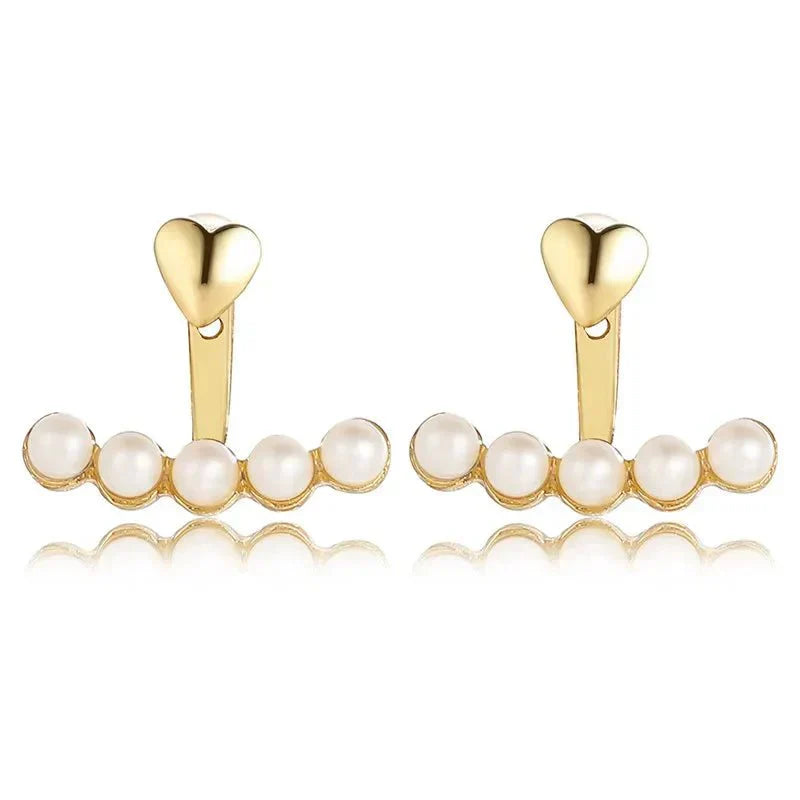 Dainty Love Heart Pearl Drop Earrings