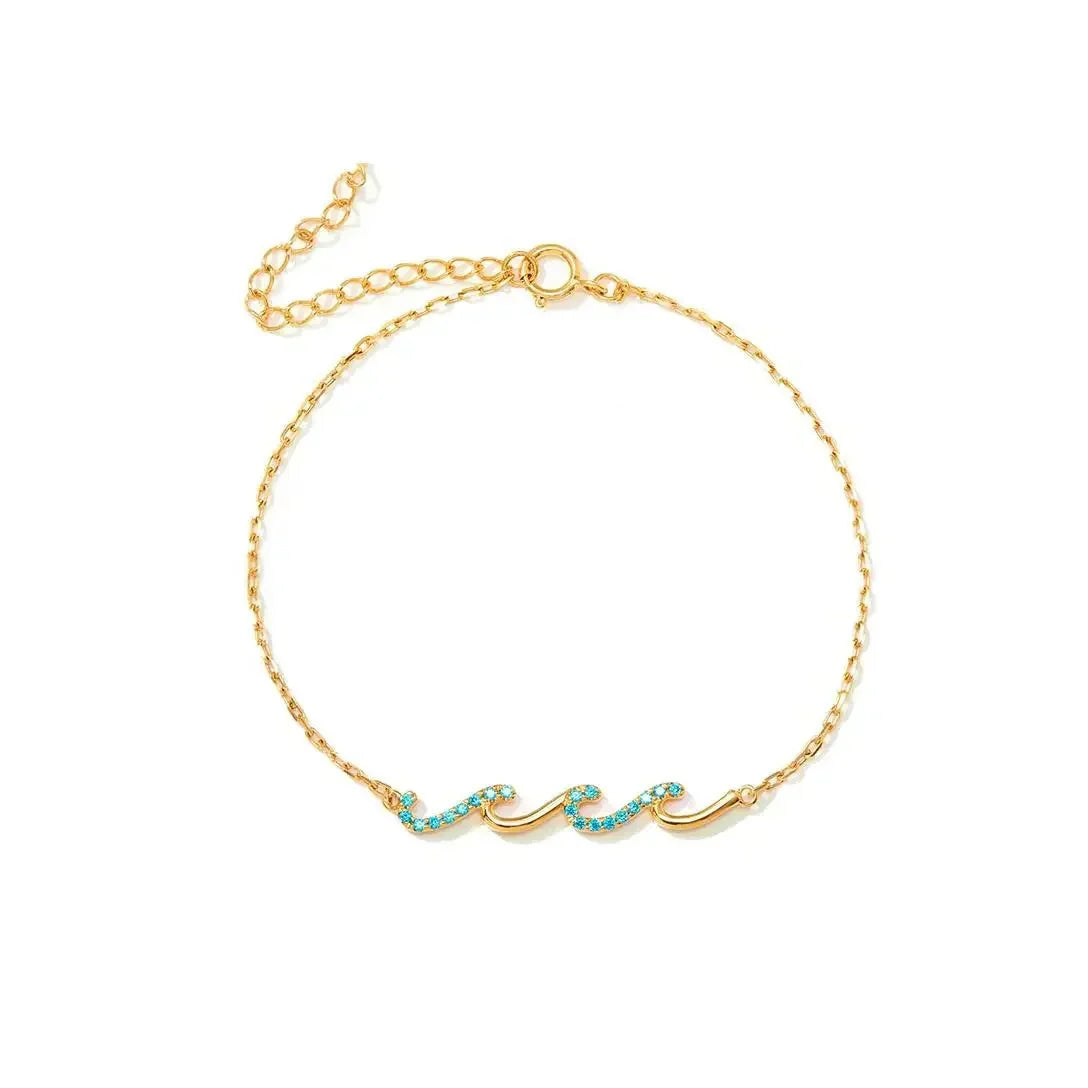 Dainty Ocean Wave Charm Bracelet