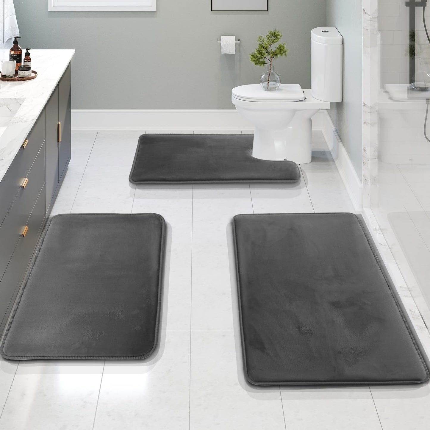 Luxurious Memory Foam Bath Mat Set, Gentle and Quick Dry