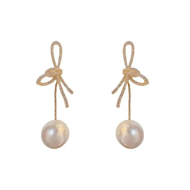 Elegant White Pearl Drop Earrings