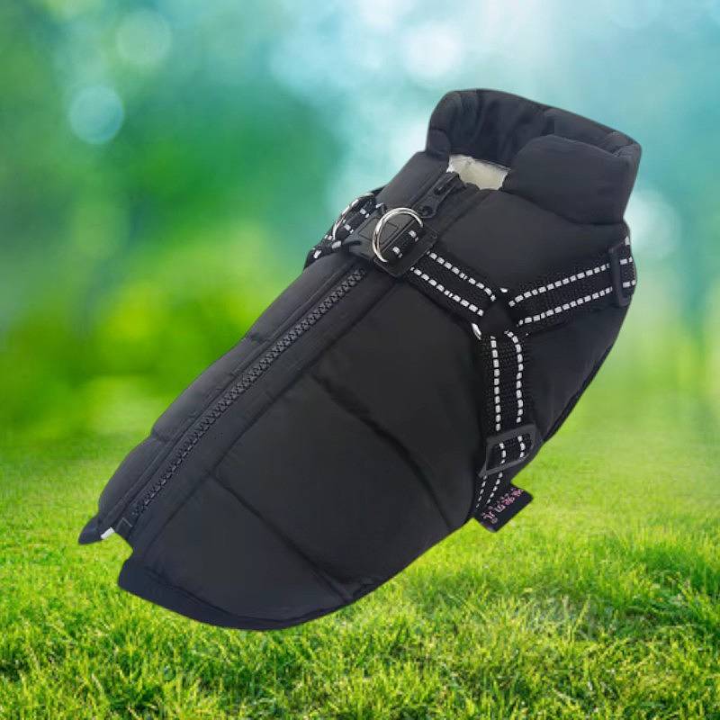 Warm Insulated Dog Coat with Reflective Safety Harness