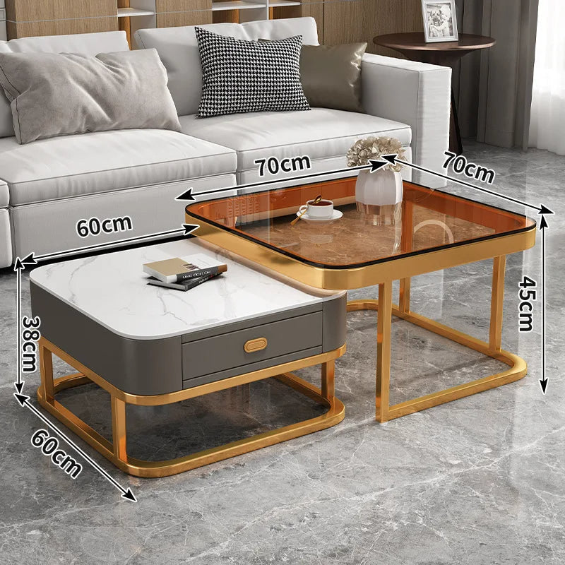 Rustic 2-Level Solid Wood Coffee Table