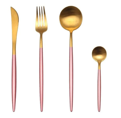 Luxury 24 Piece Gold Tone Silverware Set