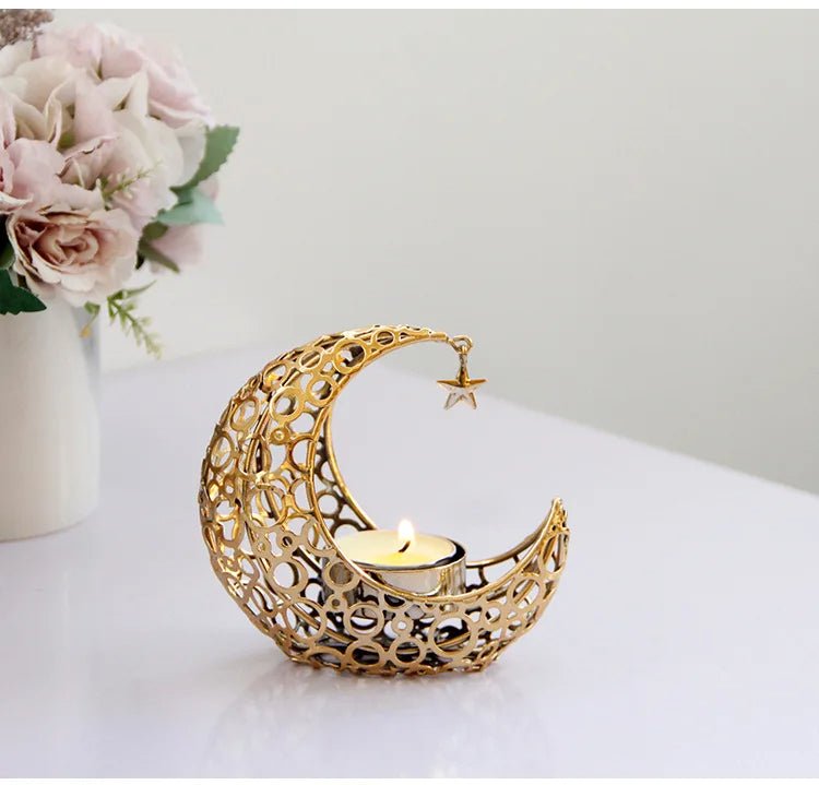 Decorative Silver Moon Shaped Tea Light Holders