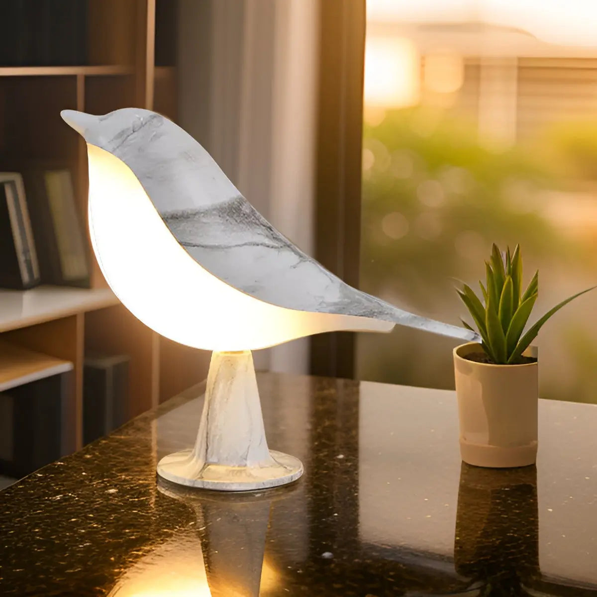 Simple Wooden Bird Table Light