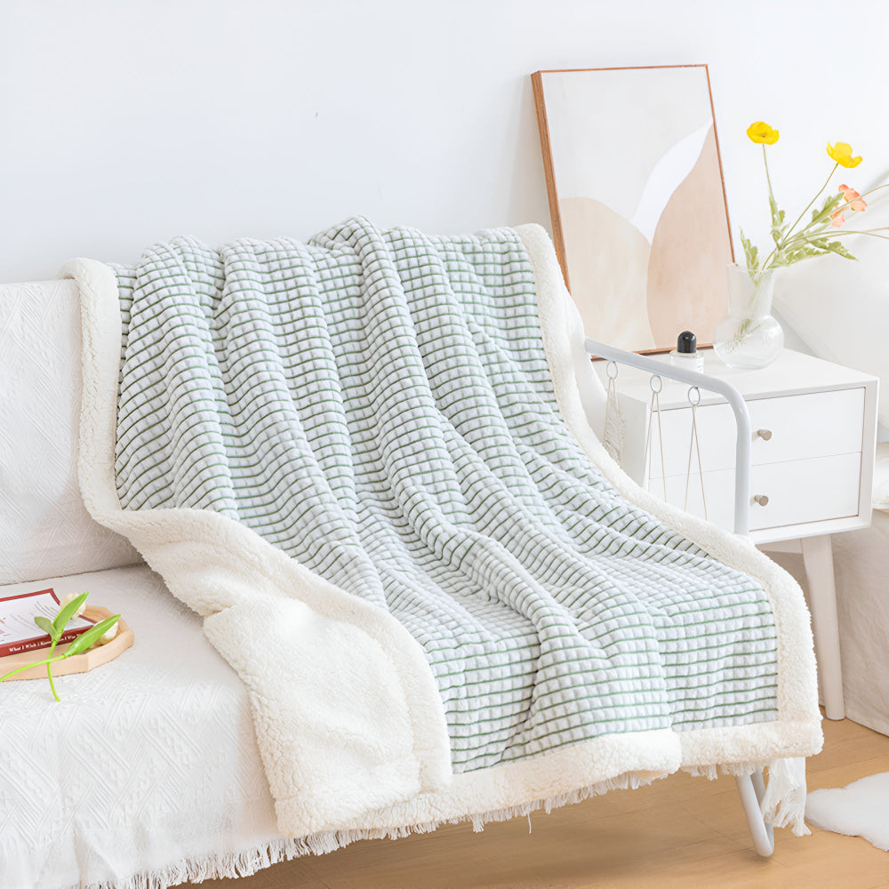 Cozy Fleece Waffle Throw Blanket