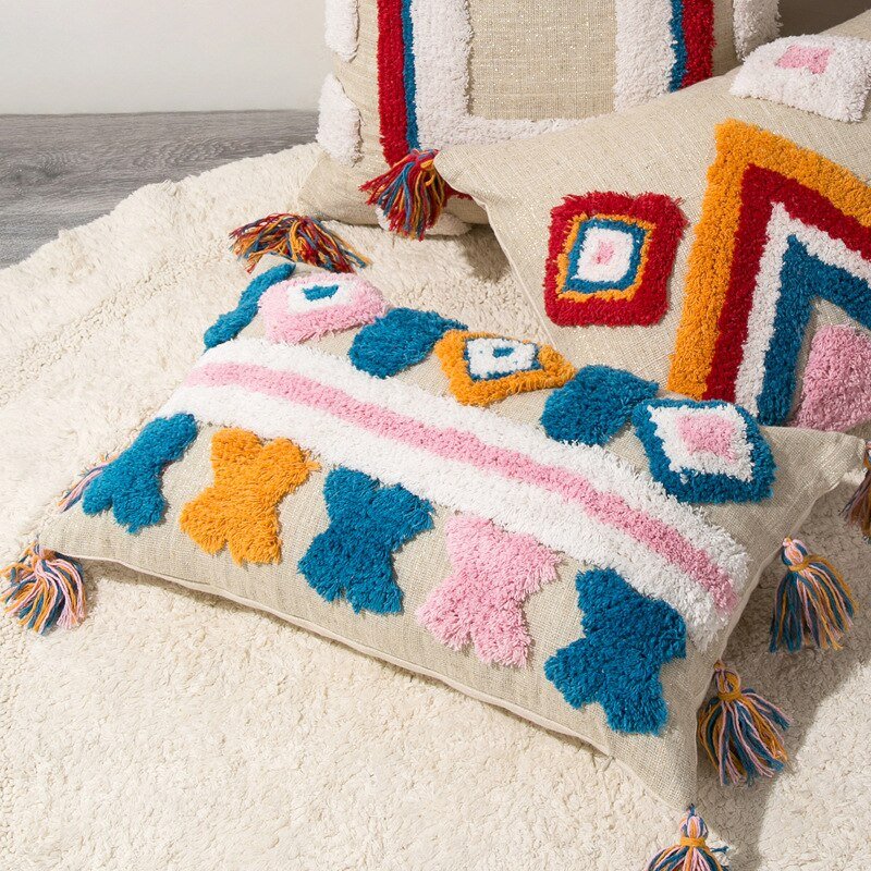 Vibrant Pattern Throw Pillow in Boho Style
