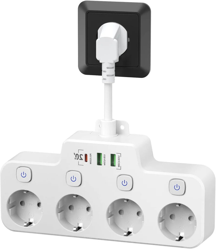 Compact Plug in Power Strip with USB Chargers - Luxicro