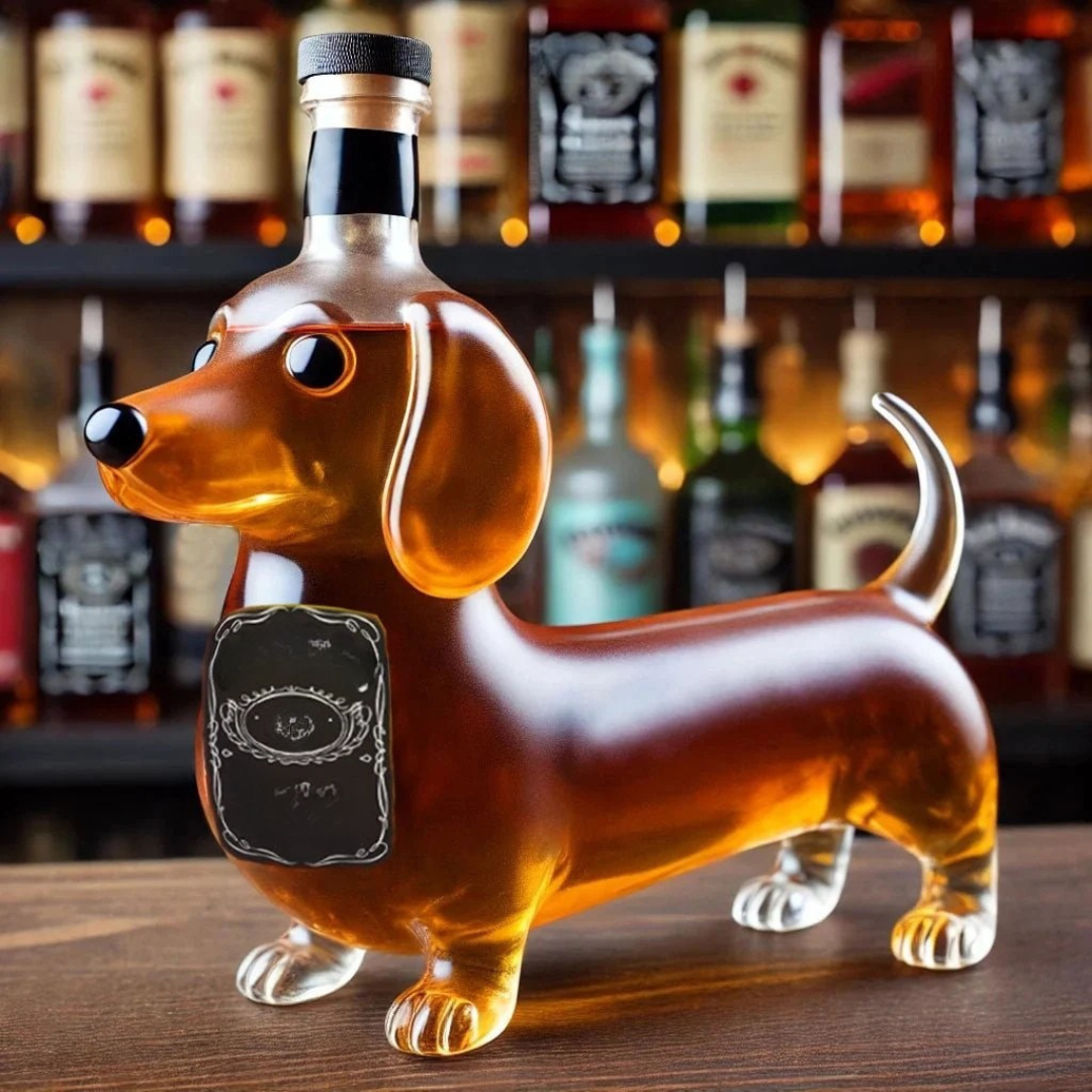 Fun Dog Glass Whiskey Bottle