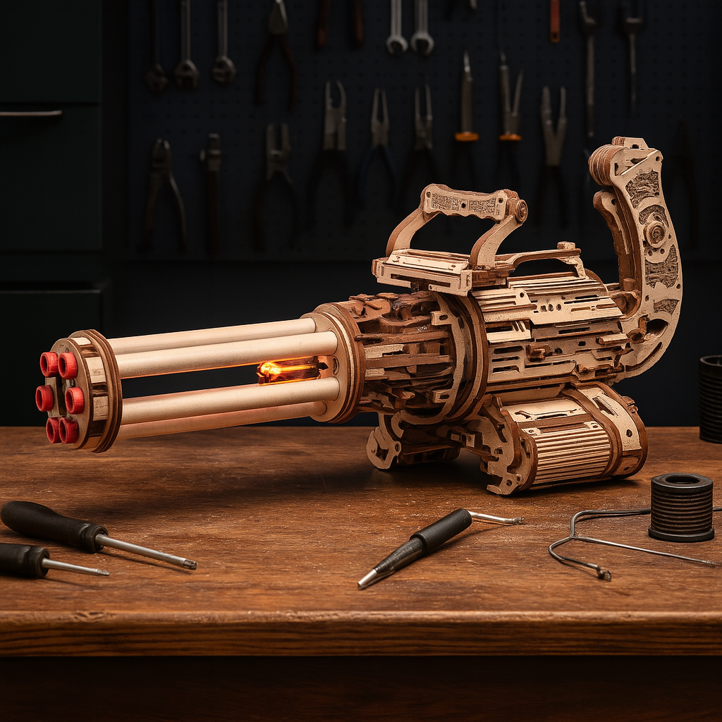 Quick Fire Kids Wooden Toy Gun - Luxicro