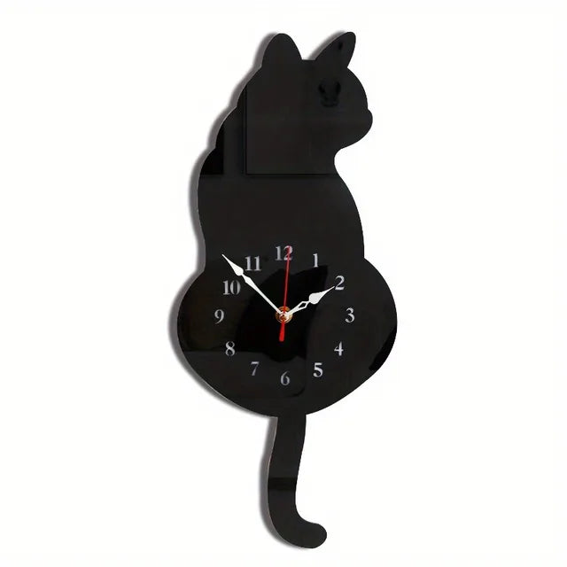 Stylish Black Kitten Wall Clock
