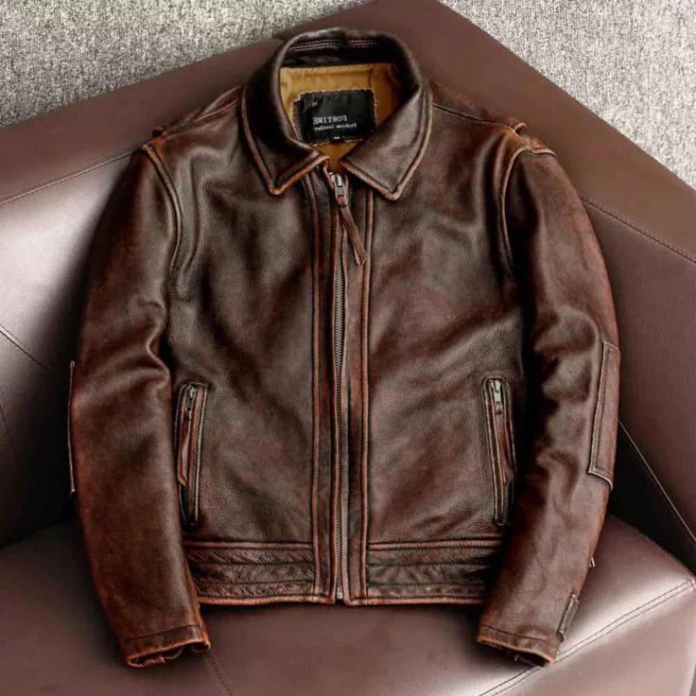 Classic Vintage Mens Leather Jacket - Luxicro