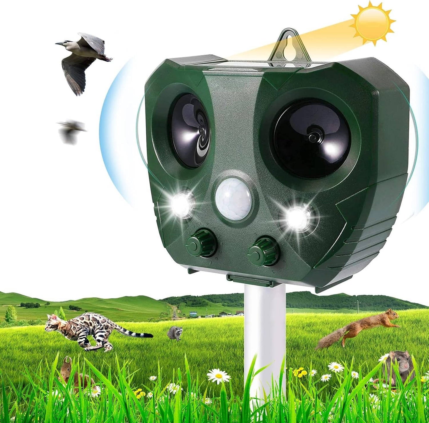 Outdoor Bird Repellent Ultrasonic Pest Deterrent Device - Luxicro