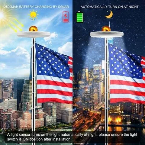 Bright Solar Flagpole LED Lights