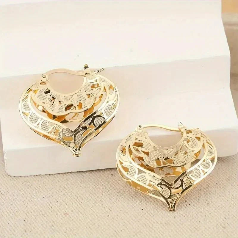 Dainty Love Heart Gold Stud Earrings