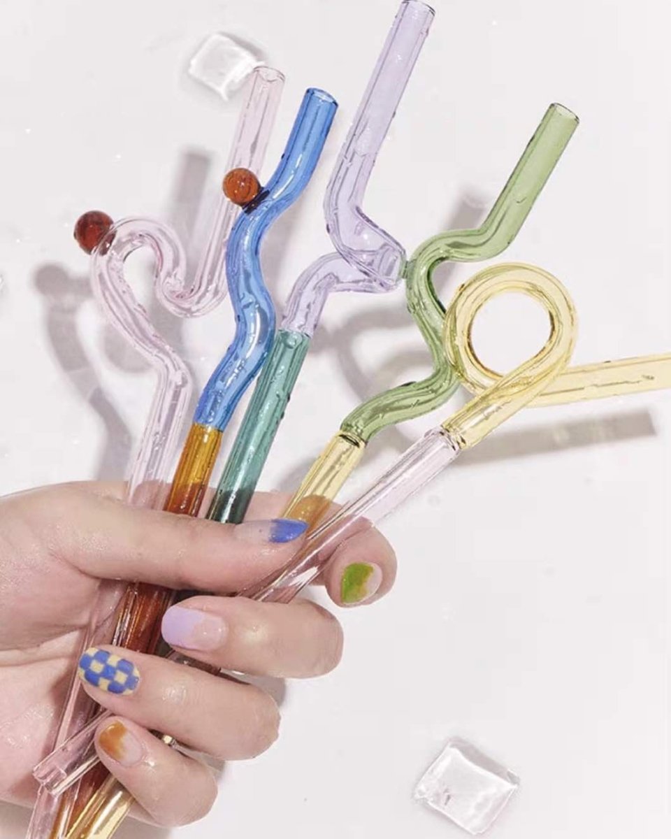 Vibrant Fun Wine Glass – Bright Cocktail Glass with Straws