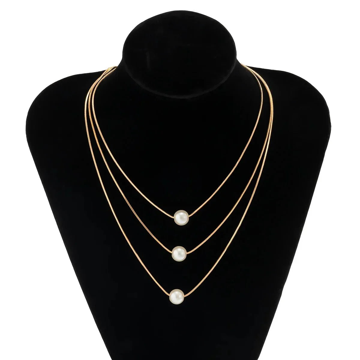 Elegant Triple Strand Pearl Necklace