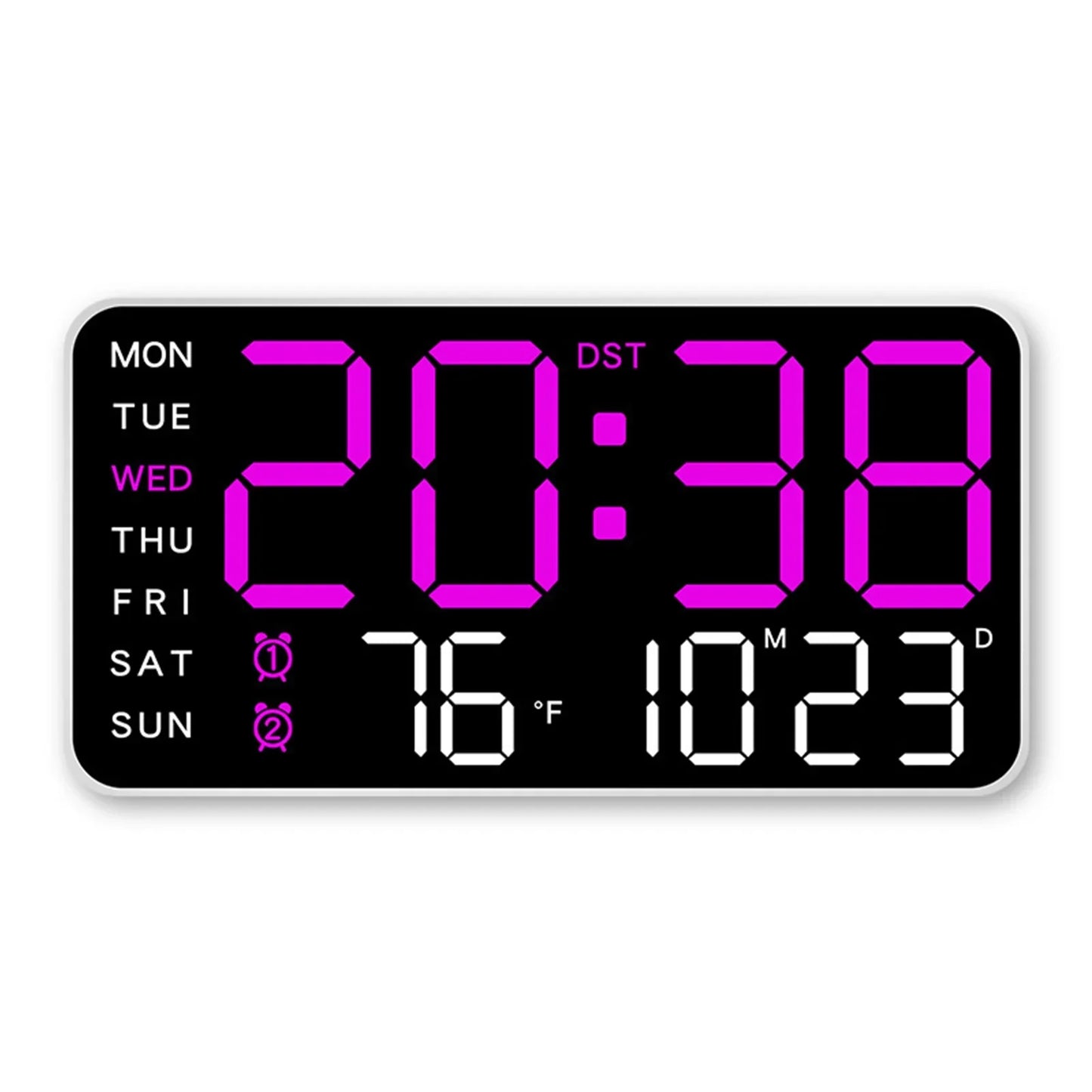 Big Number LED Wall Clock with Date and Temp