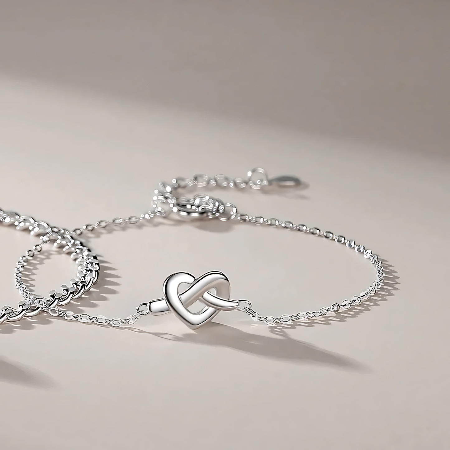 Elegant Silver Heart Shape Bangle Bracelet