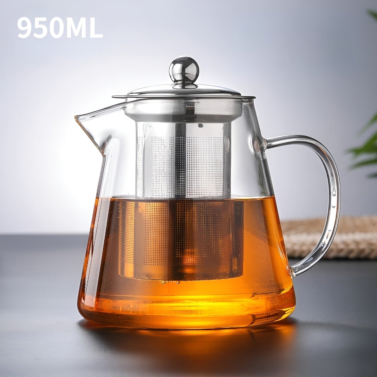 Luxury Glass Teapot with Stainless Steel Strainer