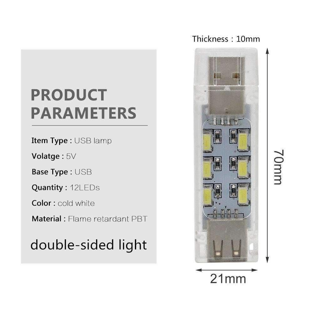 Compact USB LED Nightlight - Bright White Lamp