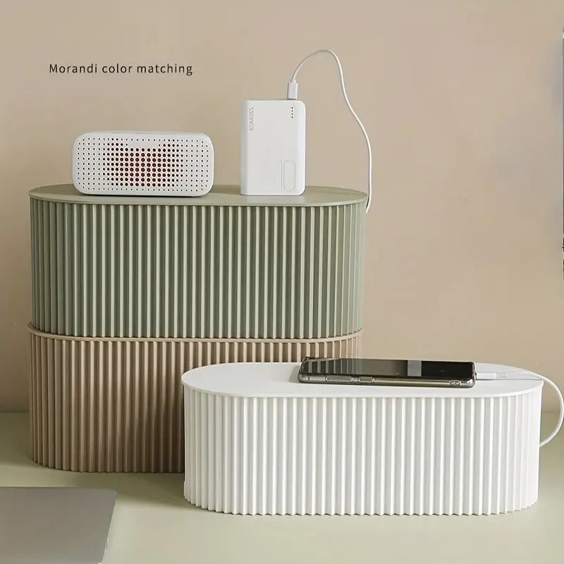 Compact White Cable Organizer Box