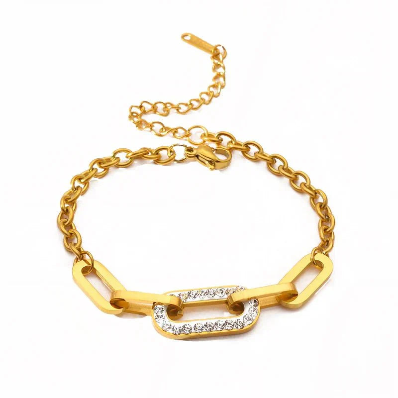 Shining Crystal Paperclip Link Bracelet