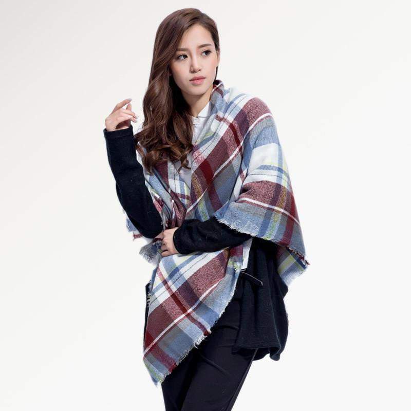 Warm Plaid Knitted Ladies Winter Scarf
