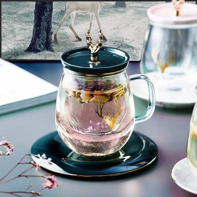 Thermal Glass Cup With Cute Animal Lid