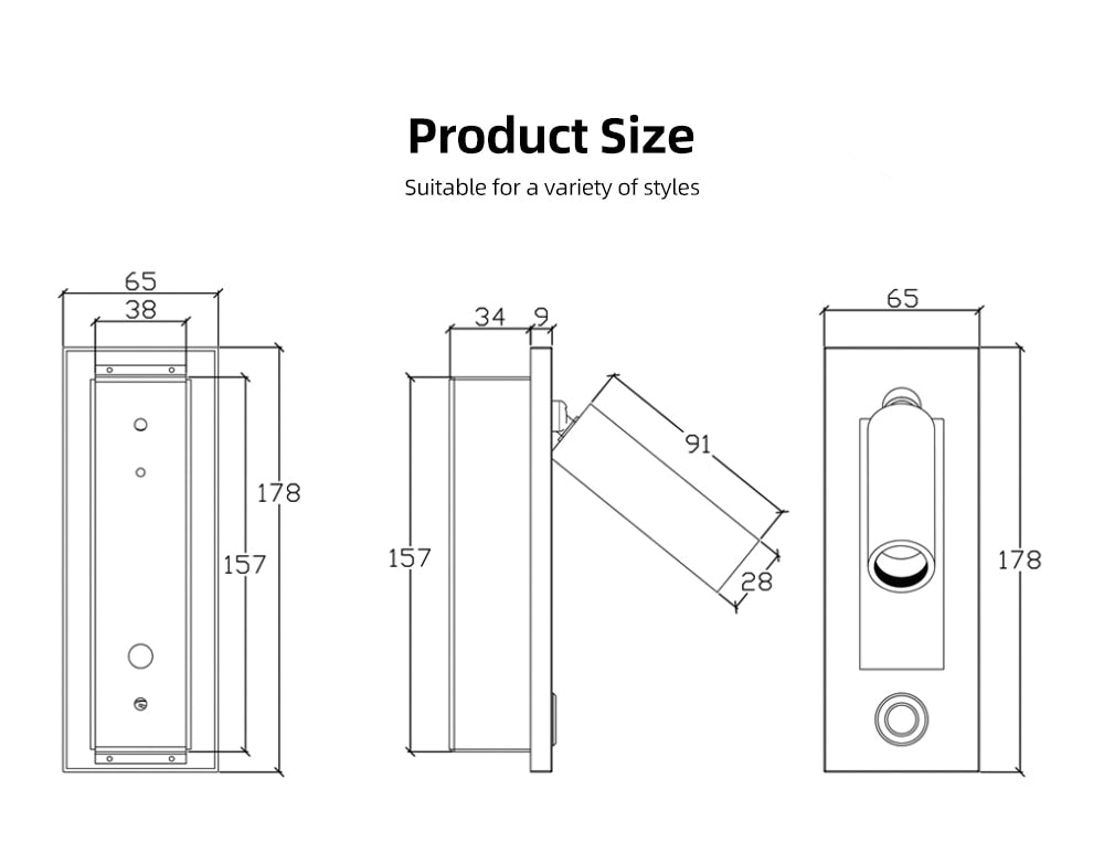 Recessed Modern Push Button Wall Lights