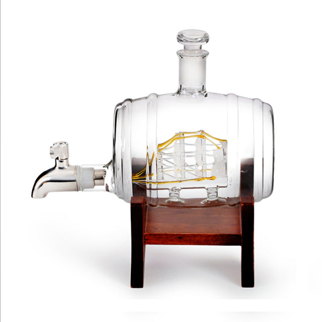 Unique Wooden Barrel Whiskey Decanter - Luxicro