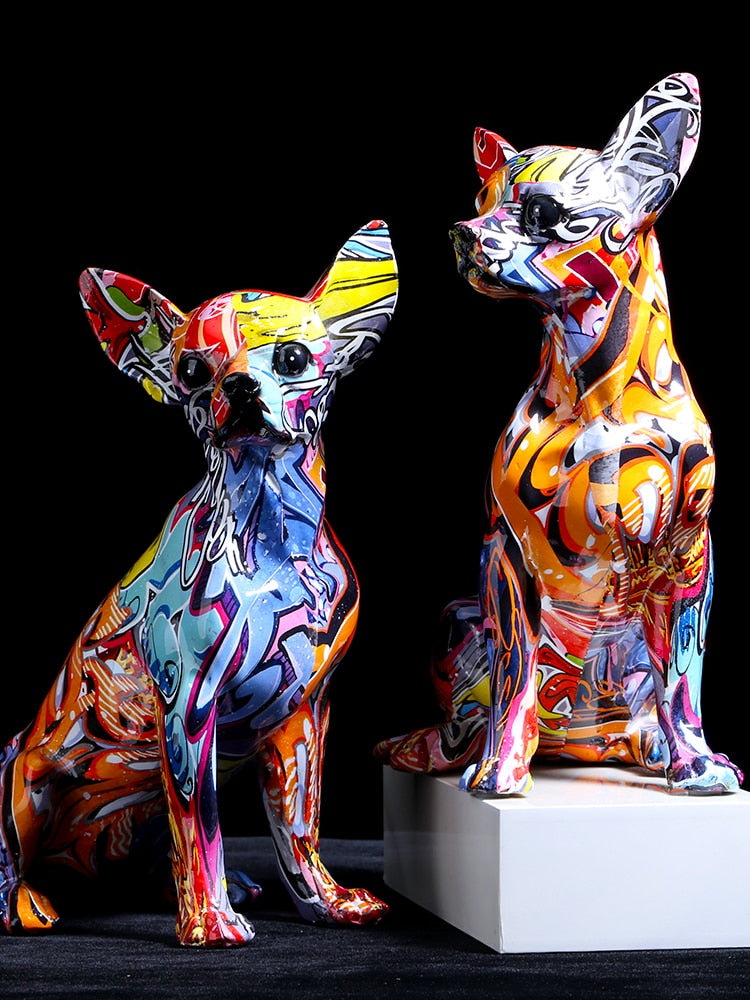 Colorful Adorable Pet Dog Statue Figure - Luxicro
