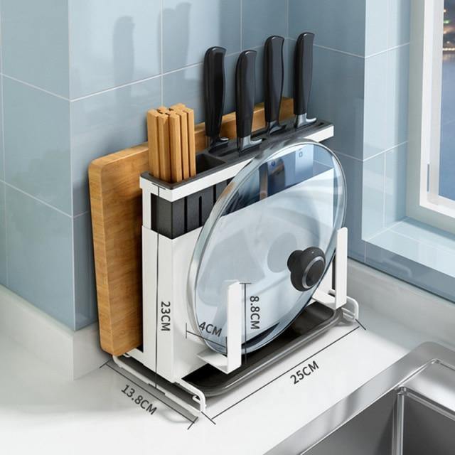 Compact Stainless Steel Kitchen Utensil Organizer Rack
