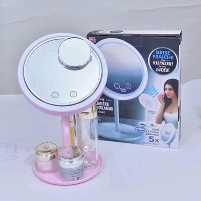 Compact Rechargeable Makeup Mirror With Cooling Fan